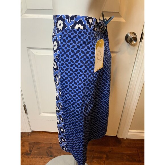 Boden Blue & White Floral & Geometric Patterned A-Line Skirt, 10R Size - Picture 4 of 8